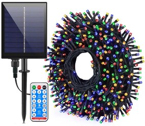 16 m-es 800 LED-es BOA fényfüzér, hybrid tölthető-napelemes, színes RGB, 13 világítási mód, időzíthető, távvezérlővel