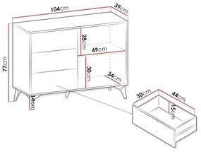 Szekrény DIAMOND 77x104 cm fekete/barna