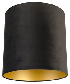 Velúr lámpaernyő fekete 40/40/40 arany belsővel