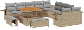 vidaXL Kerti Kanapé Szett 13 pcs Bézs polirattan