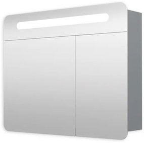 Tükrös szekrény 80 cm, 2 ajtós, 2x zsanér, LED világítás, aljzat+kapcsoló, IP44 GALPIR80LED