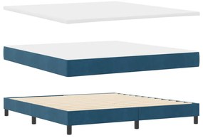 Boxspring Ágy Matrac LED-del Sötét Kék 180x200 cm Bársony