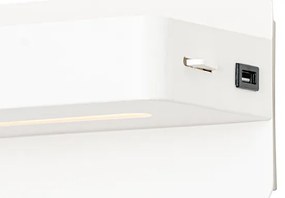 Modern fali lámpa fehér, LED-del, USB-vel és kapcsolóval - Ted