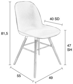 Világosszürke étkezőszék szett 2 db-os Albert – Zuiver