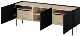 Desin 170 3D2SZ háromajtós TV-szekrény kettő fiókkal - matt fekete / nagano-tölgy