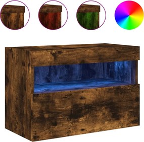 vidaXL füstös tölgy színű fali TV-szekrény LED-ekkel 60x30x40 cm