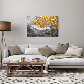 Kép – Fa arany levelekkel (90x60 cm)