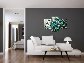 Kép - 3D türkiz virágok (90x60 cm)