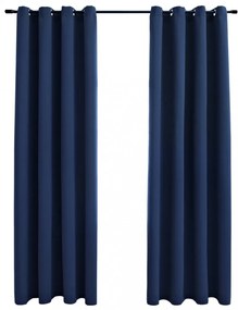 2 db kék sötétítőfüggöny fémgyűrűkkel 140 x 175 cm