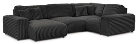 Sötétszürke kordbársony sarokkanapé (jobb oldali-U alakú) Justin – Ropez