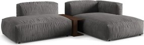 Szürke bársony moduláris sarokkanapé (jobb oldali-heverő résszel) Martina – Micadoni