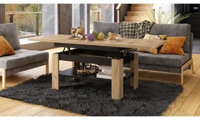 Bővíthető ROY konferencia/étkezőasztal emelhető lappal, craft tölgy/fekete