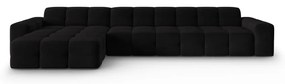 Fekete bársony sarokkanapé (bal oldali) Kendal – Micadoni Home