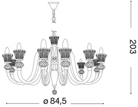 Ideal Lux - Kristály csillár láncon STRAUSS 12xE14/40W/230V átm. 84,5 cm réz