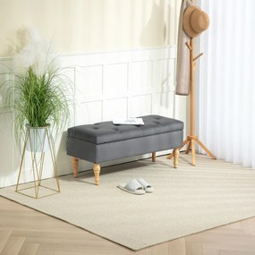 HOMCOM Tároló Puff 2 az 1-ben Vlies Tároló Pad Medieval Stílusban, Kárpitozott Ferde Tetővel és Gumifa Lábakkal, Előszobához, Nappaliba, Hálószobába,