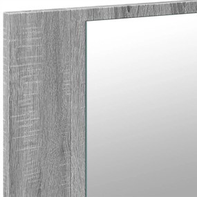 szürke sonoma akril LED-es tükrös fürdőszobaszekrény 90x12x45cm