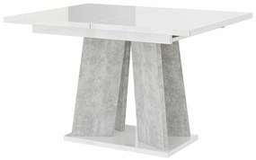 Asztal Goodyear 107Beton, Fényes fehér, 75x90x120cm, Hosszabbíthatóság, Laminált forgácslap, Laminált forgácslap