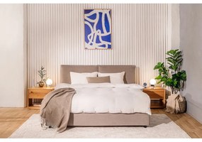Kárpitozott franciaágy taupe színű, tárolóhellyel, matraccal/ráccsal 160x200 cm Myra Pillow - Bonami Selection