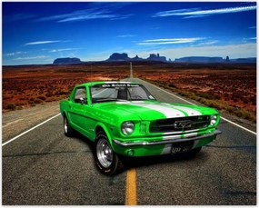 Poszterek 50x40 Zöld Mustang a sivatagban