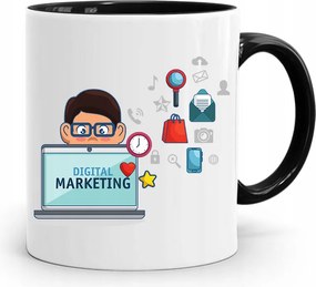 Marketingeseknek Marketing Bögre Fekete Ajándék fényképes nyomtatással