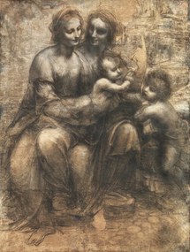 Reprodukció The Virgin and Child with Saint Anne, and the Infant Saint John the Baptist, Leonardo da Vinci