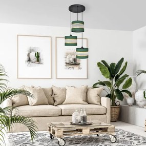 Csillár zsinóron HELEN 3xE27/15W/230V zöld/arany