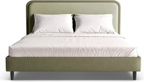 Zöld kárpitozott franciaágy ágyráccsal 160x200 cm Aveline – Micadoni