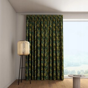 Függöny ráncoló szalaggal 1 db 130x260cm zöld páfrány levelek