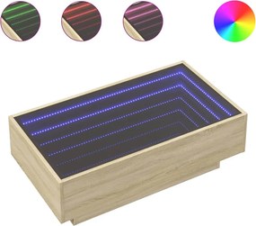 vidaXL sonoma tölgy szerelt fa dohányzóasztal LED-del 90 x 50 x 30 cm