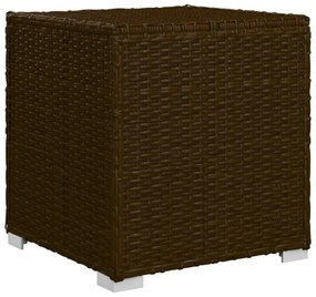 barna polyrattan napozóágy párnával és teázóasztallal