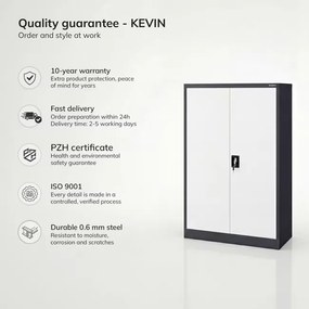 Fém irodai iratszekrény antracit-fehér KEVIN 900 x 1400 x 400 mm