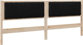 vidaXL Kárpitozott fejtámla fejtámlával Barna 200 cm Tömör fenyőfa