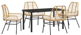 vidaXL Kert étkező szett 5 pcs Barna polirattan
