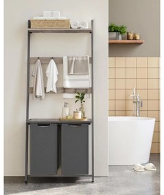 Szennyeskosár, 2 részes szennyestartó létrapolccal, 2 x 46 literes, szürke