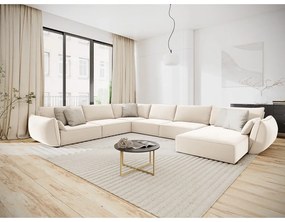 Bézs bársony sarokkanapé (bal oldali-U alakú) Vanda – Mazzini Sofas