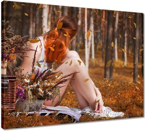 Vászonkép 50x40 Őszi vörös csaj