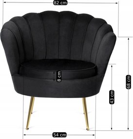 Fotel fekete színben, velúr kárpittal. ANGEL