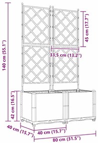 Kertész cserép rácsos változattal 2 pcs Szürke 80 x 40 x 143 cm