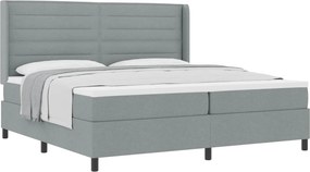 vidaXL Boxrugós ágy matracmal Világosszürke 200 x 200 cm szövet