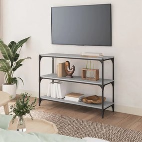 szürke sonoma színű fa és acél könyvszekrény 100 x 33 x 70,5 cm