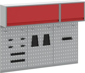 vidaXL Szerszámos szekrény készlet polcokkal 5 pcs Piros Porszórt acél