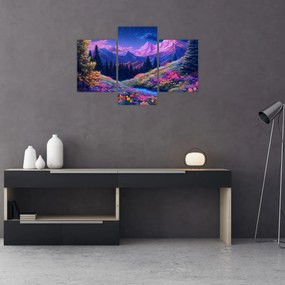 Kép - Lila táj teljes holdfénynél (90x60 cm)
