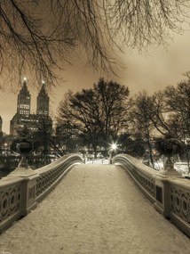 Poszter 30x40cm Central Park Bow Bridge Manhattan panorĂĄmĂĄval, Assaf Frank