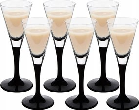 Vodka likőrös pohár fekete lábbal Onyx 50 ml 6 db-os szett