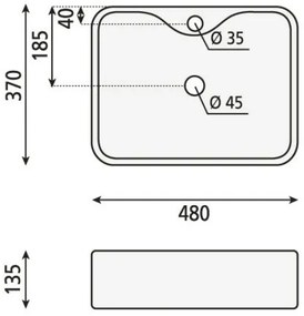 Sapho - BALENA ráültethető mosdó 48x37 cm kerámia/fehér
