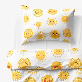 Goldea gyermek pamut ágyneműhuzat - mosolygós napocskák 140 x 200 és 70 x 90 cm