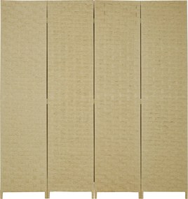 HOMCOM 4 Paneles Szobaelválasztó 159.5x169.5 cm Összecsukható Partíció Papírzsinór Dekorációval Hálószobába és Nappaliba Barna | Aosom