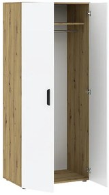 BASIC Ruhásszekrény Tölgy/Fehér Színben 74 cm 2D