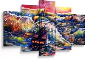 Kép - Hajó az óceán hullámain, aquarel (150x105 cm)