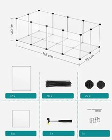 BEN átlátszó műanyag állatkarám, 143x71x47cm, átlátszó SongmicsHome